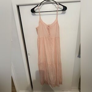 Pink/peachy maxi dress with pops of silver